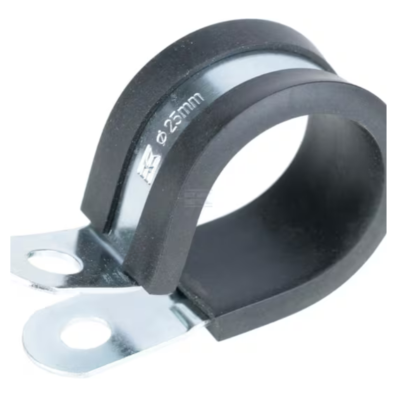 Abraçadeira para tubos 33 mm, metal com união de borracha