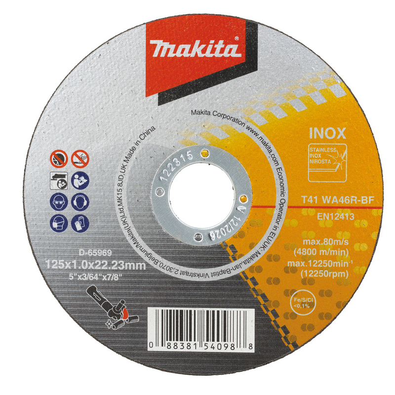 MAKITA DISCO CORTE INOX 125X1X22,23 FINO - D-65969-10