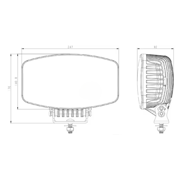 Farol LED Retangular 9-36V - 247x176x92mm - 100W