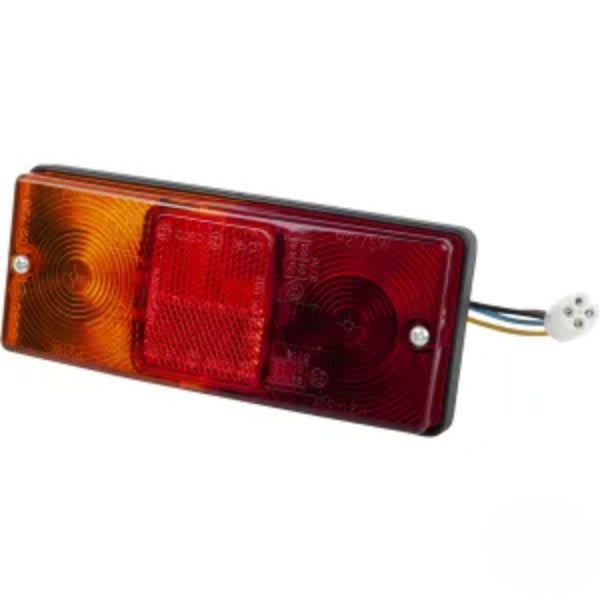 Rectangular rear light, red/amber, screw-in, 160x67x158mm AMP plug, Co ...