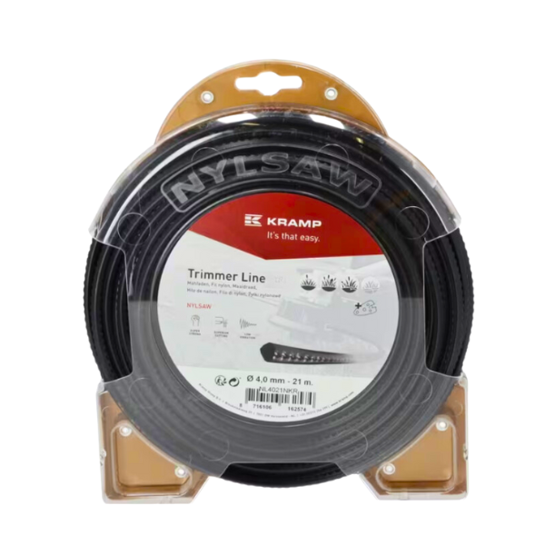 Fio de nylon / roçadora Ø 4 mm 21 m, quadrado, preto