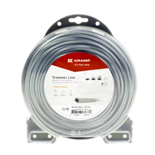 Nylon thread Ø 4 mm 23 m, square, Titanium Power, Kramp gray