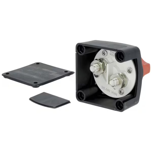 Interruptor de bateria quadrado - PRETO - M10, 12/24V, 300A/1000A