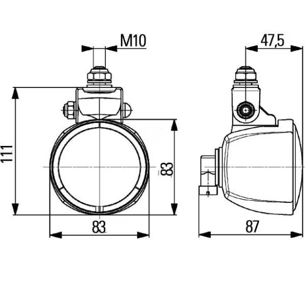 Luz de trabalho halogénio - 65W - redondo branco de aparafusar - HELLA
