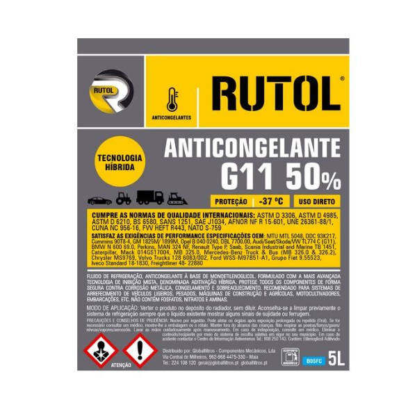 RUTOL - ANTICONGELANTE 50% AZUL - 5L