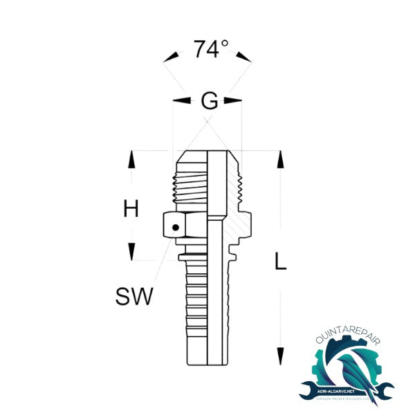 Terminal AGJ (JIC) 1 3/16-12 DN 25  para tubo hidraulico
