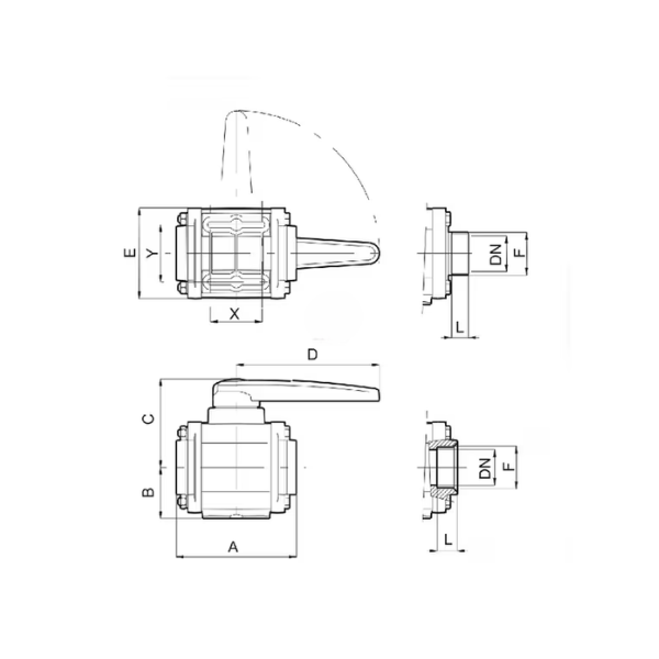 Válvula de esfera 2 vias 1 1/2" 10 bar