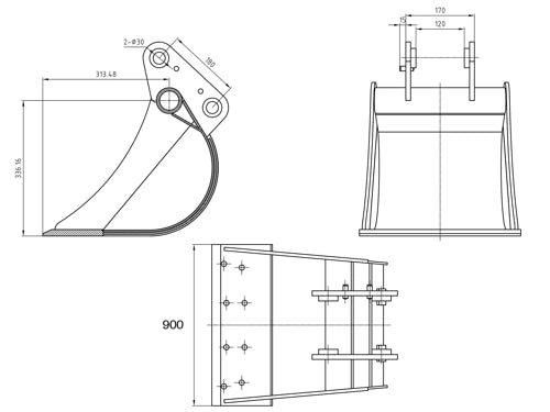 Balde 90cm para retroescavadeira DELEKS DRS 2000